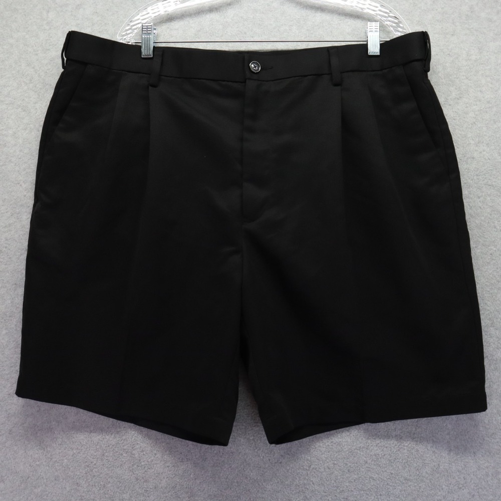 Roundtree & Yorke Shorts Mens 42 Easy Care Chino Golf Casual Pleated Black‎
